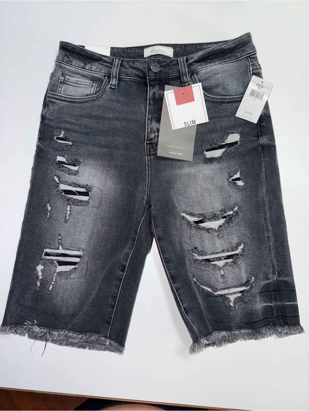 Buckle KanCan Sinature Slim High-Rise Distressed Bermuda Shorts